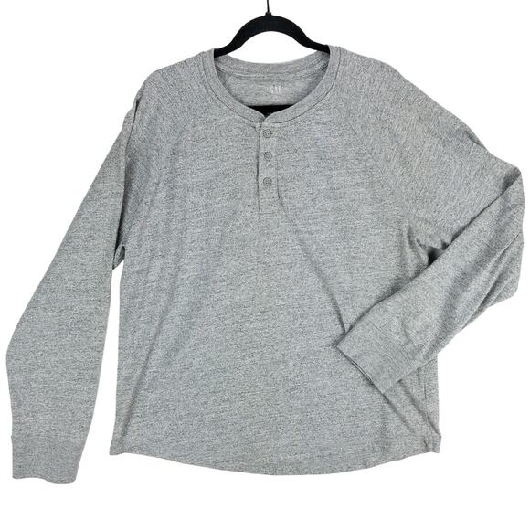GAP Other - Gap Henley Men's T-Shirt Size XL Long Sleeve Gray 3-Buttons Ribbed Cuffs Tagless